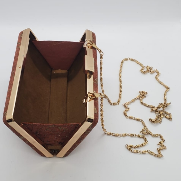 Leather hard shell minaudiere evening bag. Genuine leather - Picture 4 of 5